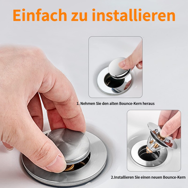 Pop Up Plug Sink With Anti Clogging Strainer, Universal Drain