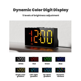 LIORQUE Digital Alarm Clocks for Bedrooms, Digital Clock with RGB LED Display, 5 Level Brightness, Dual Alarm, Snooze, DST, Alarm Clocks Bedside Mains Powered