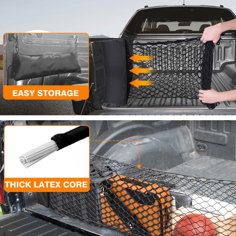 SS VISION Truck Bed Cargo Net, Truck Bed Storage Net