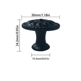 Eledabra 4 Pack of Matte Black Kitchen Cabinet Knobs Pulls, Matte Round Farmhouse Dresser Handles Drawer Knobs for Modern Home Furniture Door, Victorian Floral Pattern