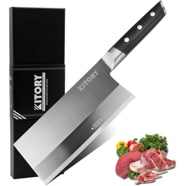 Kitory Meat Cleaver Knife 7"- Front Cutting Behind Chopping - German High Carbon Steel Blade, Chinese Qian Qie Hou Zhan Kitchen Chef`s Knife - 2024 Gifts - Metadrop Series MTD09S