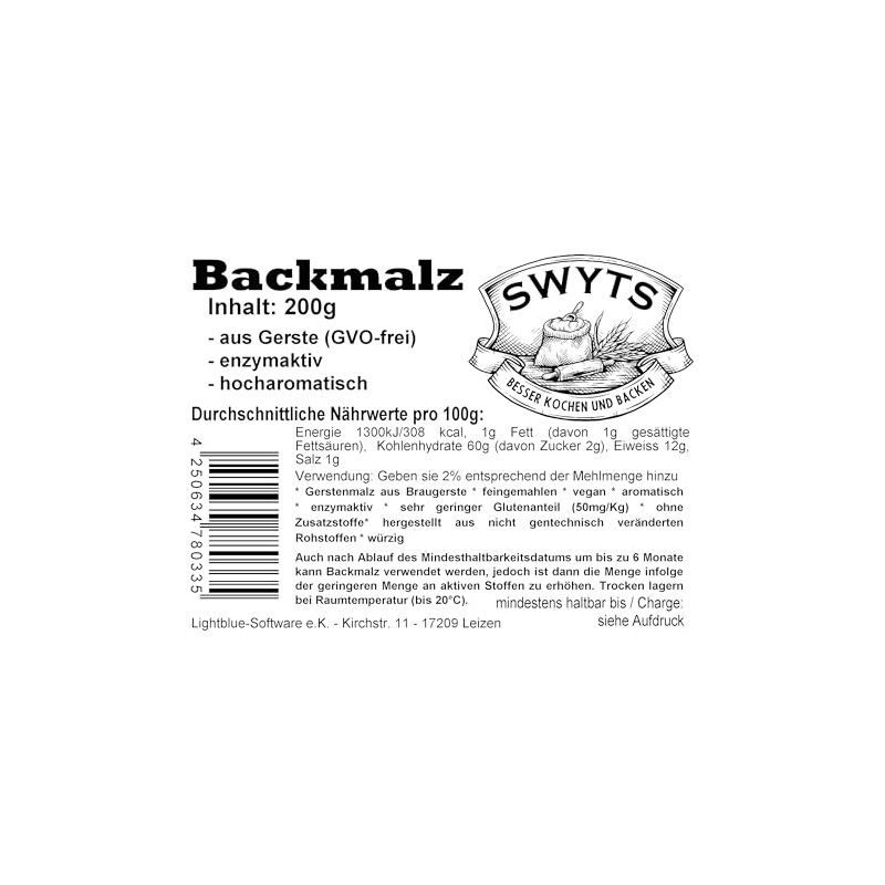 Baking malt 200 g – from barley, enzyme active –