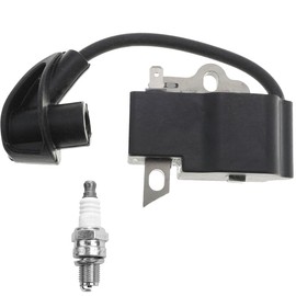 ZAMDOE Ignition Coil Module for Stihl HS81 HS81R HS81RC HS81T HS86 HS86R Hedge Trimmer Brush Cutter Replacement Parts 4237 400 1302 4237-400-1302, with Spark Plug