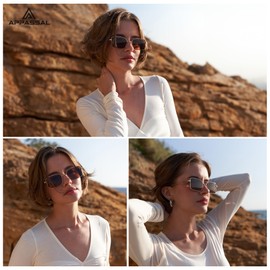 Appassal Retro Rectangle Sunglasses for Women Men 90s Style Vintage Trendy Rectangular Sun Glasses AP3706 Gold/Brown