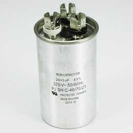 Supco Dual Run Capacitor, Round, 20 + 5 Mfd, 370 Volt, CD20+5X370R