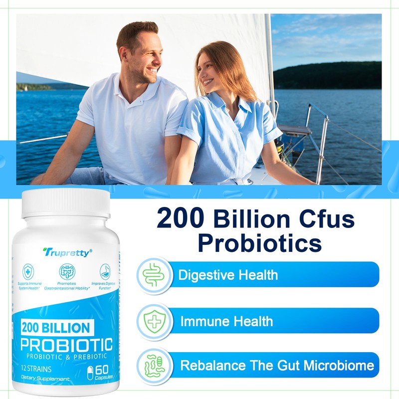 200 Billion Cfus 12 Strains Probiotic, with 3 Organic Prebiotics,