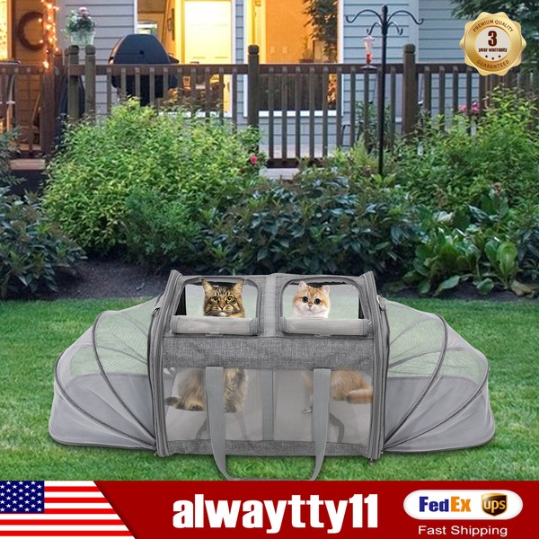 Double Compartment Portable Pet Kennel Pet Travel Carrier with Divider