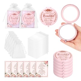 2.56 Inch Inspirational Compact Mirrors 6 Set Small Pocket Round Makeup Mirrors Set Graduation Gifts Employee Appreciation Gifts Set for Women Employee Coworker Wedding Bridal Shower
