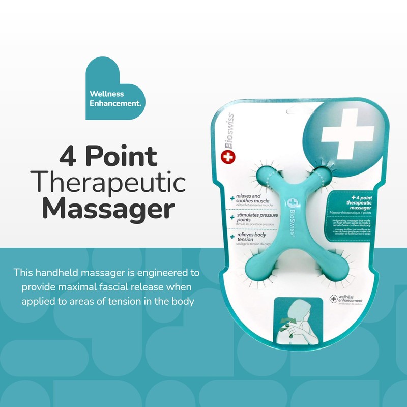 BioSwiss Handheld Full Body Massager, 4-Leg Pressure Point Massage Tool