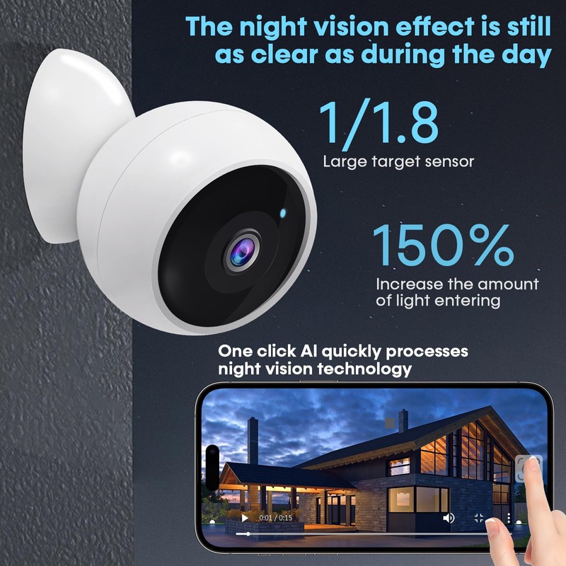 AMTIFO Security Cameras Wireless Outdoor Magnetic: Install-Free Smart Indoor 2K