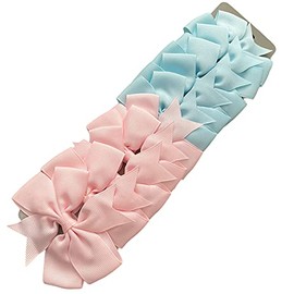 10pcs Pale Pink and Pale Blue Hair Bows Clips Slides Grips 3" inch Solid Vibrant Colours Pin Wheel Baby Girls Hairbows