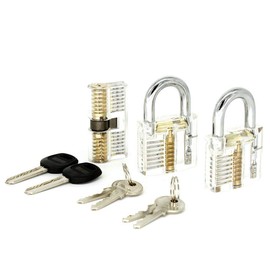 ValueHall Practice Lock Set Transparent Visible Cutaway Crystal Lock Picking Training Set for Locksmith and Beginner Training Include 7 PCS Training Locks V7030-1