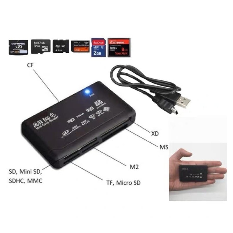 Adaptador USB 2.0 todo en uno para lector de tarjetas