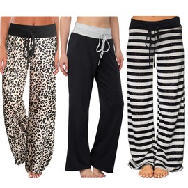 iniber Women's Comfy Pajama Pants Long Casual Drawstring Palazzo Lounge Pants Soft Wide Leg Bottoms