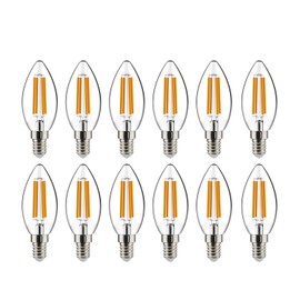 helloify BA11 Dimmable Vintage LED Edison Candelabra Bulb, 60W Equivalent, High Brightness, 2700K Warm White Light, Clear Glass, Candles/Chandelier Style, E12 Screw Base, 12PCS