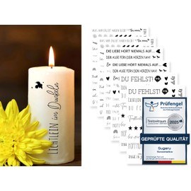 Sugeru 6 pezzi di tatuaggio per candele (200 + motivo), stampa con trasferimento ad acqua, pellicola scorrevole per candele | adesivi per candele | decorazione di candele | luce funebre | luce