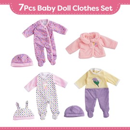 BABESIDE 3 Set Alive Baby Doll Clothes for 10-12 Inch Dolls, Doll Clothes Outfits, Baby Doll Accessories Romper Suit, Coat and Hat for Newborn Baby Dolls Boy&Girl