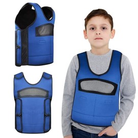 Compression Vest for Kids (Large, Ages 10+) Weighted Vest for Kids Including 6 Removable Weights Navy Blue