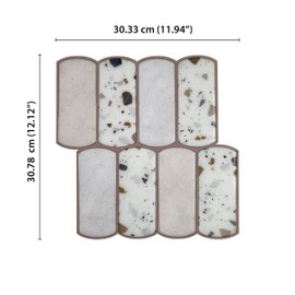 Mosaicowall Terrazzo Peel and Stick Tile Backsplash, 11.94”×12.12”Stick on Backsplash for Kitchen, Self Adhesive Tile for Kitchen Backsplash and Bathroom(10 Sheets, Beige)