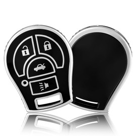 OFFCURVE for Nissan Key Fob Cover, Car Key Cover Case for Nissan Versa Juke Rogue Sentra Titan Armada Cube Frontier NV Infiniti FX35 FX45 Versa Smart Key Car Accessories Holder Protector, Black