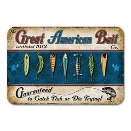 Great American Bait Patriotic Fishing Lure Home Business Office Sign - Plastic - 12" x 8" (30.5 cm x 20.3cm)
