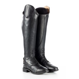 Equinavia Karina Womens Synthetic Leather Equestrian English Horse Riding Tall Field Boots | Includes Reusable Boot Shapers - Black/Regular Height - 10W