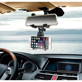 K-S-Trade Qualitativ & Innovativ Smartphone Halterung Für Lava Yuva Smart Rückspiegel Schwarz Auto KFZ Halter