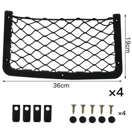 4 Pcs Car Storage Net Bag, Car Nets Pocket, Elastic Storage Net Bag with Plastic Frame, Auto Storage Mesh Pocket for Car Caravan Motorhome Boat