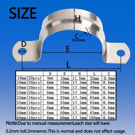 HVDHYY 25 mm 304 Stainless Steel Pipe Clamps for Attaching Hose Installation Pipe Clamp U-shaped Pipe Clamp Suitable for Home Garden Indoor and Outdoor Use Pack of 20