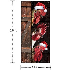 Funny Christmas Door Cover Chicken Christmas Door Banner Farmhouse Chicken Christmas Door Cover Merry Christmas Party Decoration Supplies Christmas Holiday Door Cover Sign New Year Party Decoration
