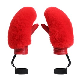 GSOU SNOW Women Ski Gloves Snowboard Gloves Faux Fur Palm Sheepskin Warm for Winter