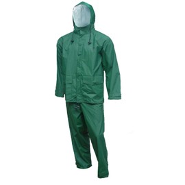 PVC on Nylon Rainwear Suit, Green, XL