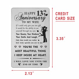 HYHYDHP 13th Wedding Anniversary Card Gifts for Wife - Happy 13 Year Anniversary Card for Her Women