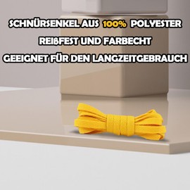WENRENMK 2 Pairs of Shoelaces, Elastic Shoelaces, Flat Shoelaces, 8 mm Wide, Suitable for Work Shoes, Sports Shoes, Outdoor Shoes, yellow