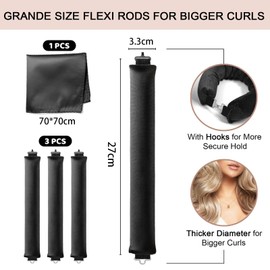 Nayyana 3 Stück hitzefreier Lockenwickler zum Schlafen – über Nacht hitzefreie Locken Blowout Rods Stirnband No Heat Curling Set, Jumbo Rods Lockenwickler Blowout Look für langes Haar