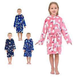 Kids Bathrobes Toddler Cartoon Animal Robe Boys Unicorn Gifts for Girls Bathrobe Flannel Nightgown Children Sleepwear Pajamas 8-9 years