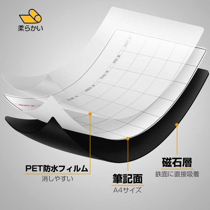 Monoc Whiteboard Calendar Magnetic Sheet for Refrigerator Easy to Erase