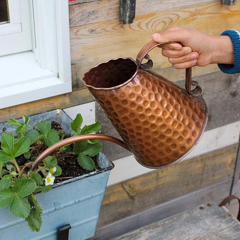 Oakestry Lightweight 12-inch Rustproof Copper Watering Can for Easy Watering