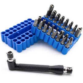 Dexspoeny 34PCS Security Bit Set,Includes 1/4 Inch Hex Shank Screwdriver Extension Bit Holder,1 Inch Long Tamper Proof Hex,Torx,Star,Spanner Magnetic Tips,High Hardness Steel Impact Driver Bit Set