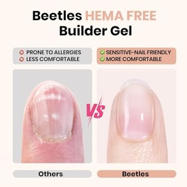 Beetles Builder Gel Nails Kit HEMA Free & Handheld Nail Lamp,8 in 1 Clear Natural Nude Building Gel with Base Top Coat,for Thickening Strengthening Building Apex for Beginner DIY Salon at Home Gifts