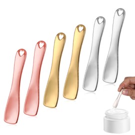 Giantree 6 PCS Mini Metal Facial Makeup Spatula, Skin Care Cosmetic Spatula Reusable Facial Applicator Tool, Beauty Spatulas for Face Mask Cream Lotions Moisturizers(Silver Gold Rose Gold)(6PCS)