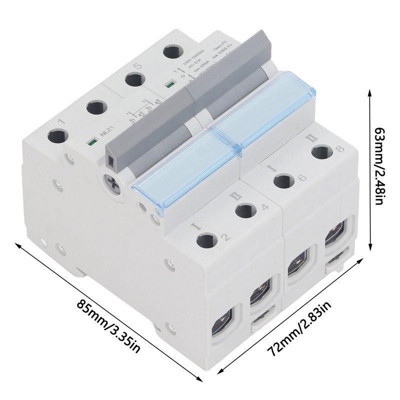 Dual Power Manual Transfer Switch 230VAC 2 Poles DIN Rail