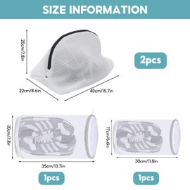 Shoe Washing Machine Bag, 4 Pcs Trainer Washing Machine Bag, Multi Protection Wash Laundry Net, Shoe Cleaning Bag Reusable Laundry Shoe Bag with Zip Closure for Sneakers Socks Bras(White)