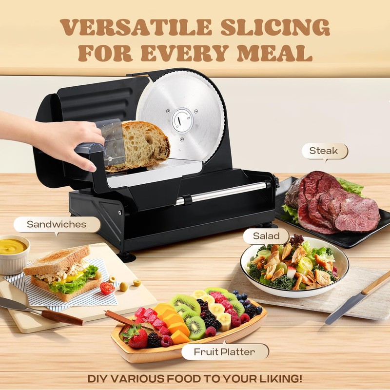 Moongiantgo Electric Meat Slicer 220W, 1-20mm Adjustable Thickness Deli Food
