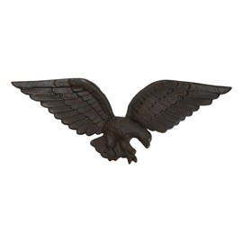 Ebros Gift 21" Long Cast Iron Patriotic American Bald Eagle with Open Wings Wall Decor Plaque Figurine Indepence Memorial Day Home Accent
