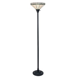 Chloe Lighting Belle Tiffany-Style Mission Blackish Bronze 1 Light Torchiere Lamp 14" Shade