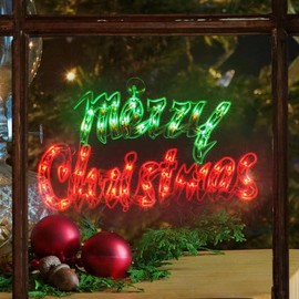 LAMPHOME 18" 50 Lighted Merry Christmas,Pre-Lit Merry Christmas Sign Window Sculpture Decoration