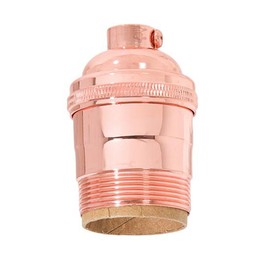 B&P Lamp® Heavy Turned Brass Keyless Sockets, Polished Copper Finish, Keyless (No Switch), Uno Thread Shell
