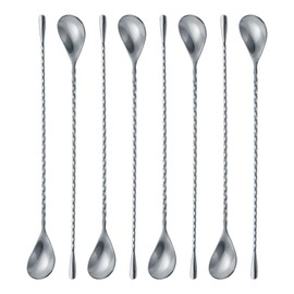 LDHHYH 8 Pack 12 Inch Stainless Steel Bar Spoon, Long Handle Mixing Spoon for Drinks, Cocktail Stirring Spoon with Spiral Pattern for Coffee Bar Stirrer Shaker - Silver