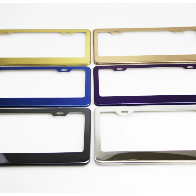 KA T304 Stainless Steel Polish Purple Chrome License Plate Frame